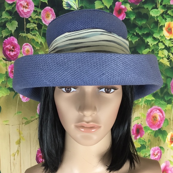 Accessories - Kentucky Derby Style Blue Woven Hat